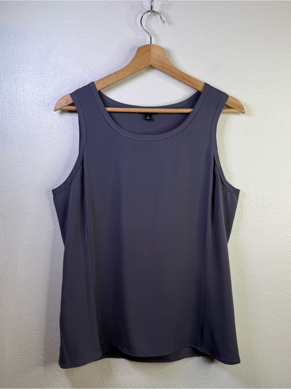 Ann Taylor Silk Scoop Neck Tank Top Blouse Charcoal Slate Gray Women's Size Med.